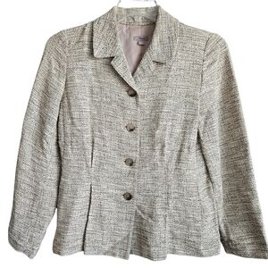 J. JILL Women's Beige Pleated Long‎ Sleeve Buttton Front Jacket Size Small